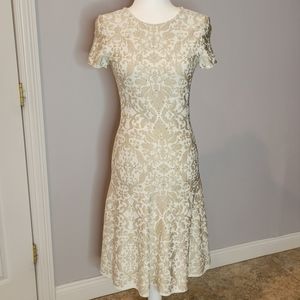 St. John Collection Crystal Embellished Fit and Flare Dress